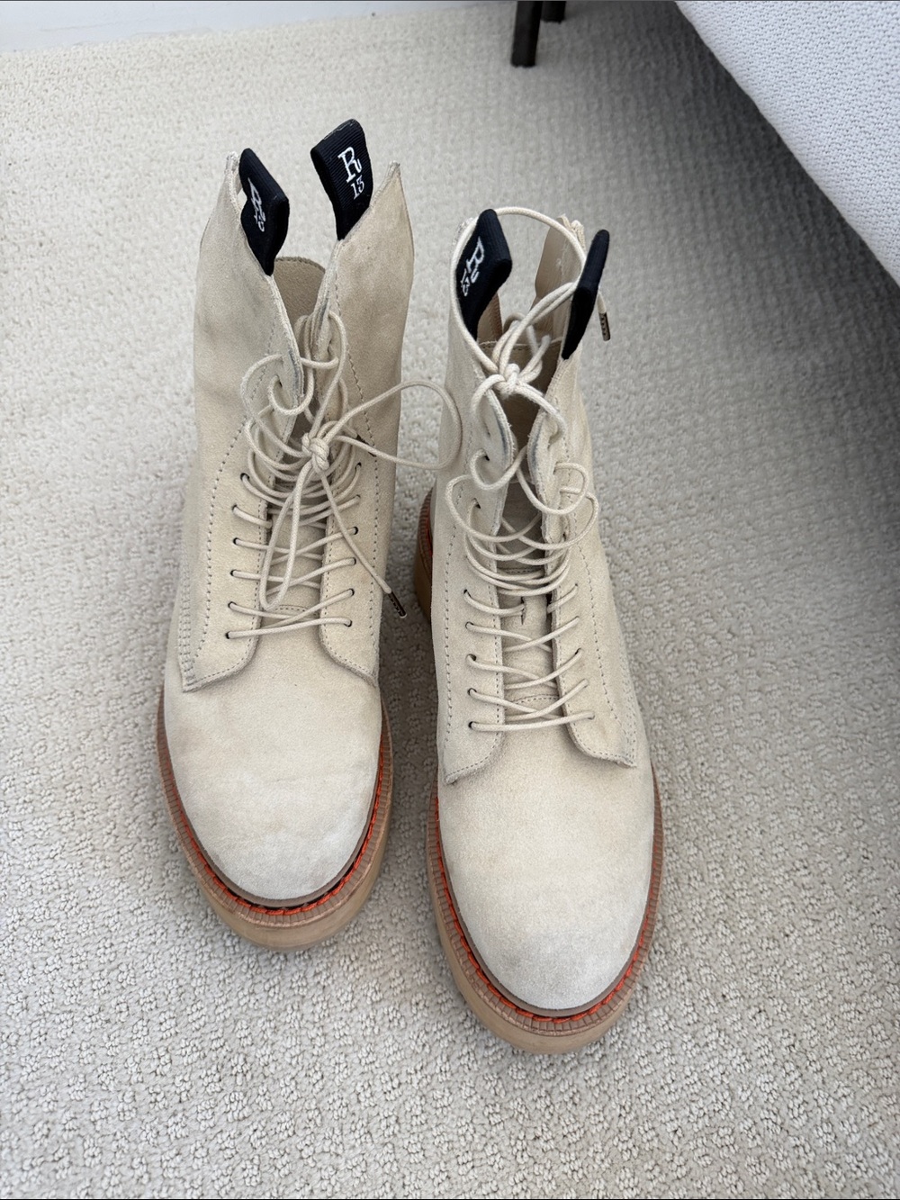 R13 Beige Suede Lace-Up Women's Boots